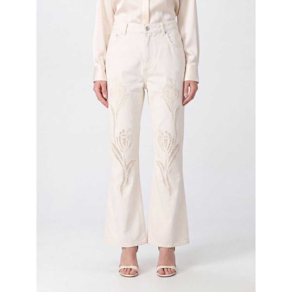 Marni Women Marni High-Waisted Flared Jeans In Cotton Denim With Lace Inserts
